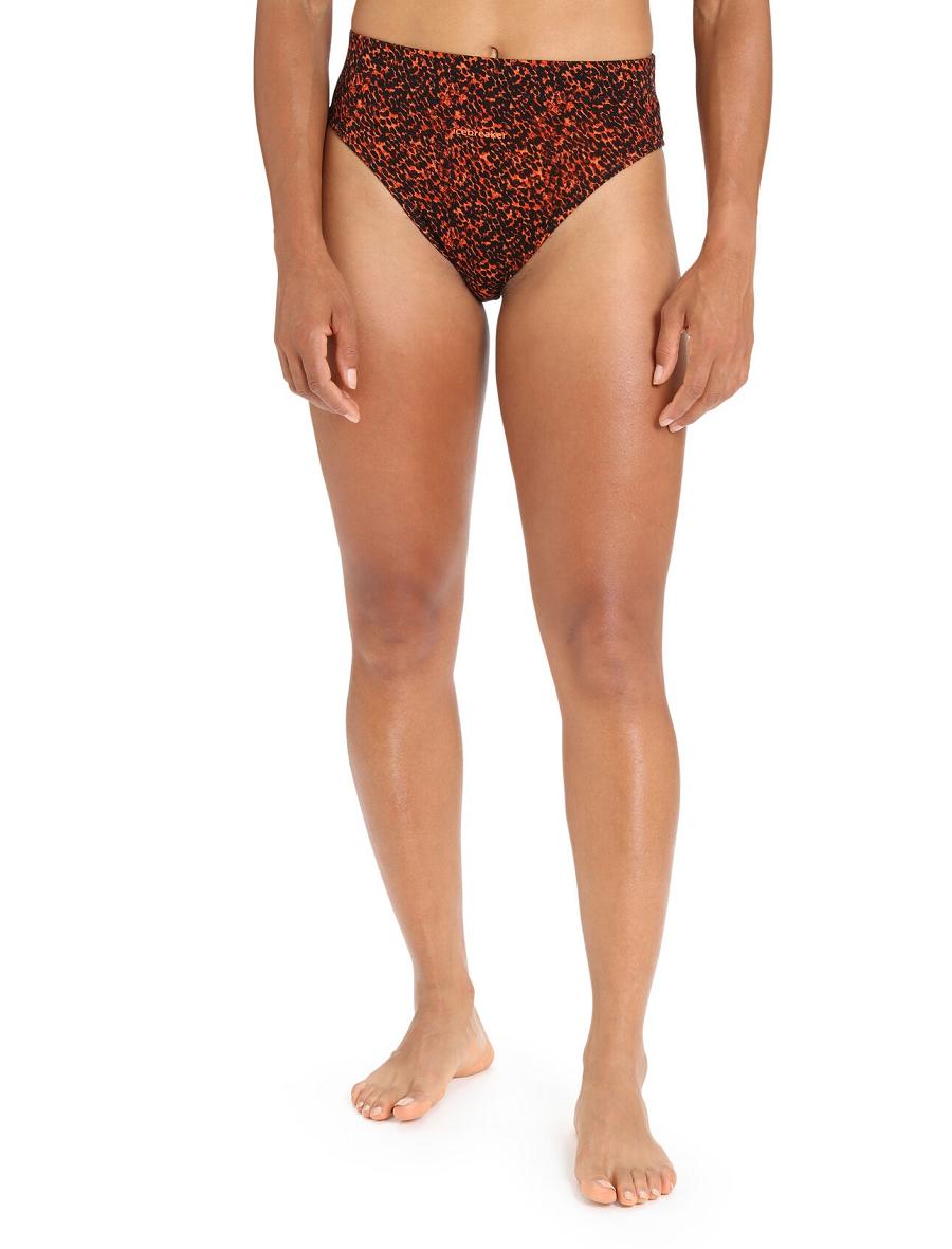 One Piece & Sets Icebreaker Merino Queens High Cut Brief Damskie Czarne Różowe | PL 1216CTVE